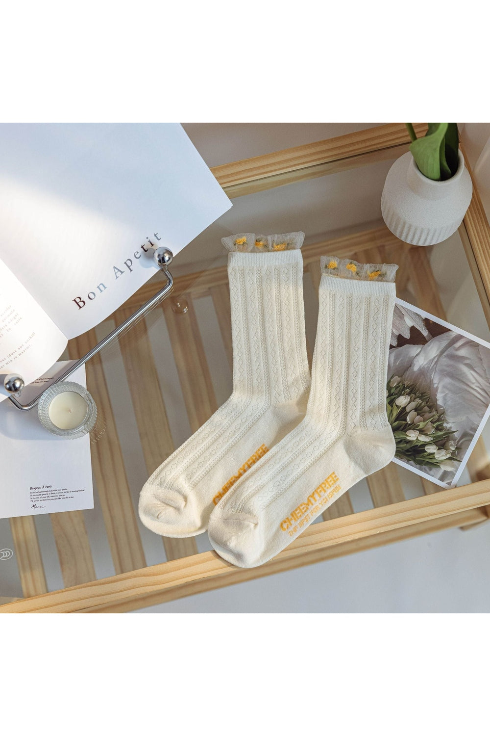 Y2k Retro Flower Transparent Socks