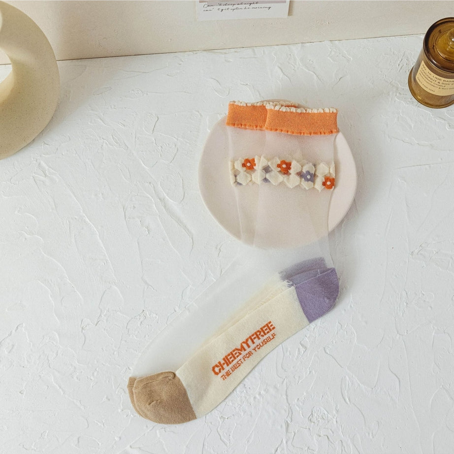 Y2k Retro Flower Transparent Socks