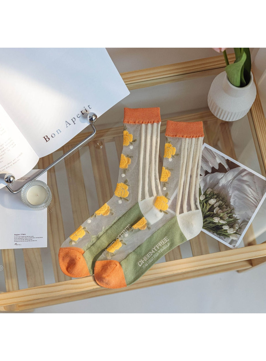 Y2k Retro Flower Transparent Socks
