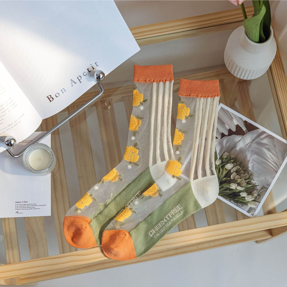Y2k Retro Flower Transparent Socks