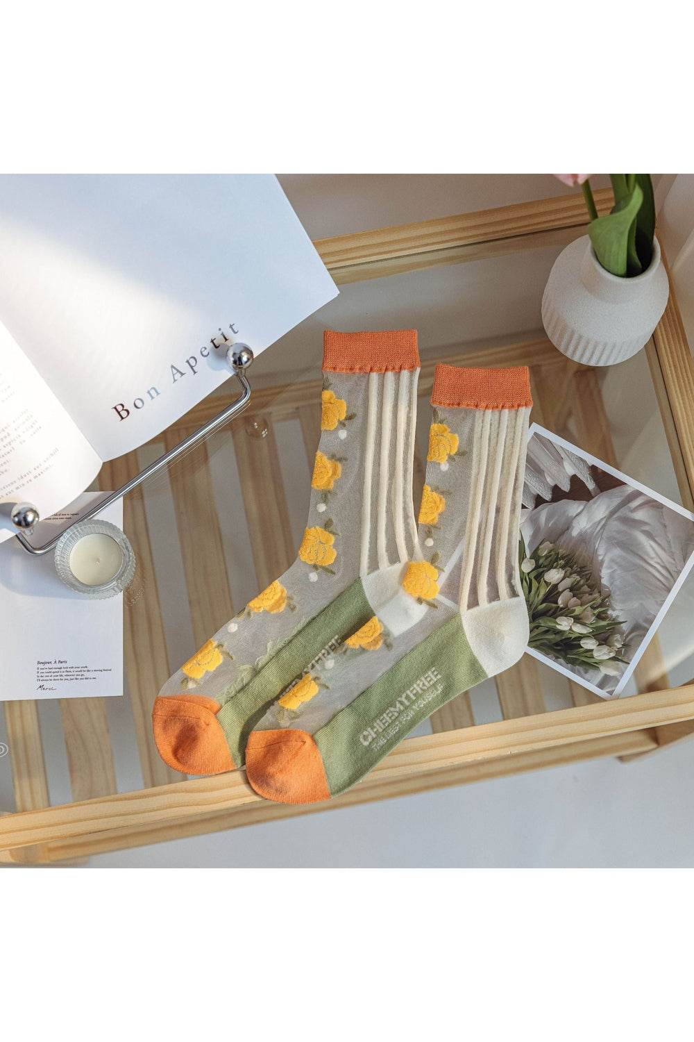 Y2k Retro Flower Transparent Socks