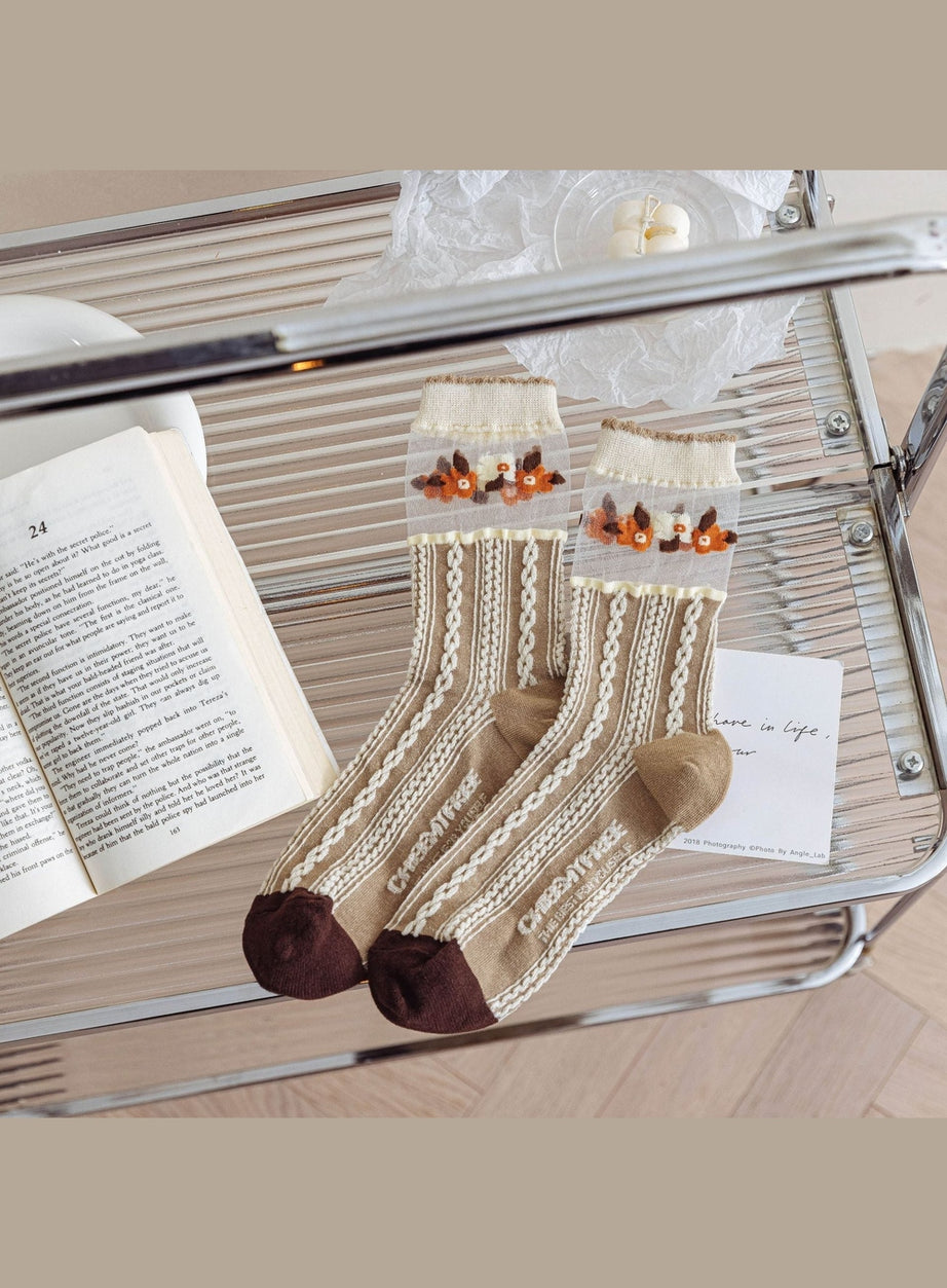Y2k Retro Flower Transparent Socks