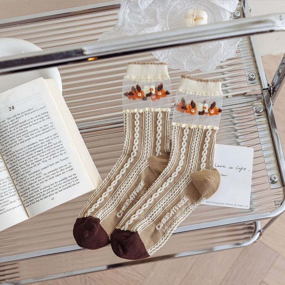 Y2k Retro Flower Transparent Socks
