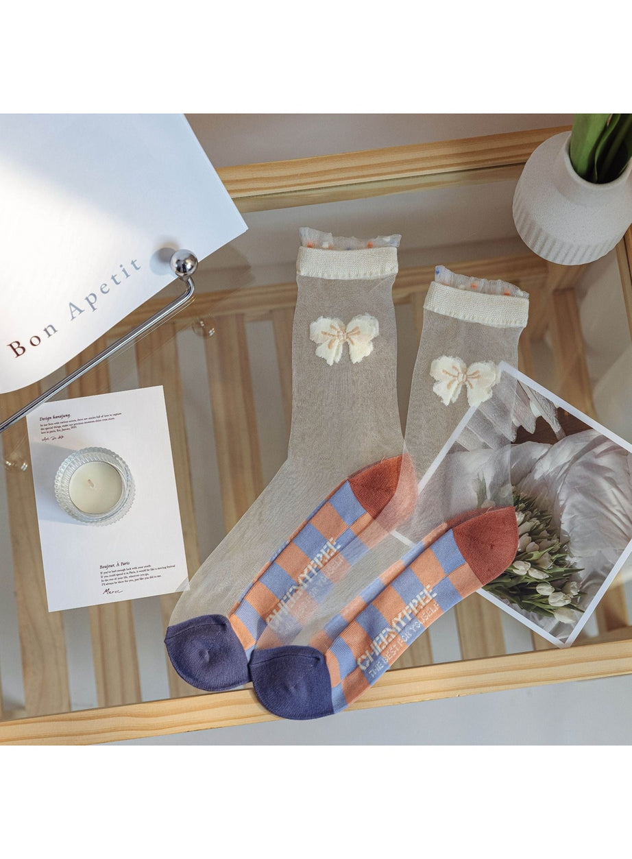 Y2k Retro Flower Transparent Socks