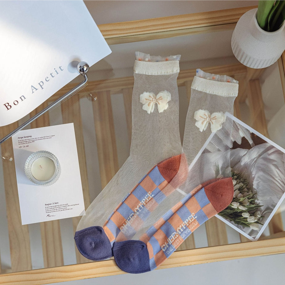 Y2k Retro Flower Transparent Socks