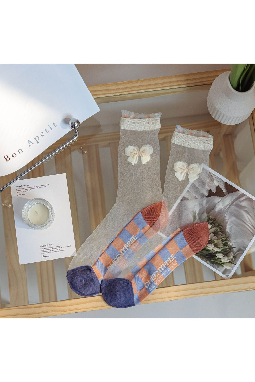 Y2k Retro Flower Transparent Socks