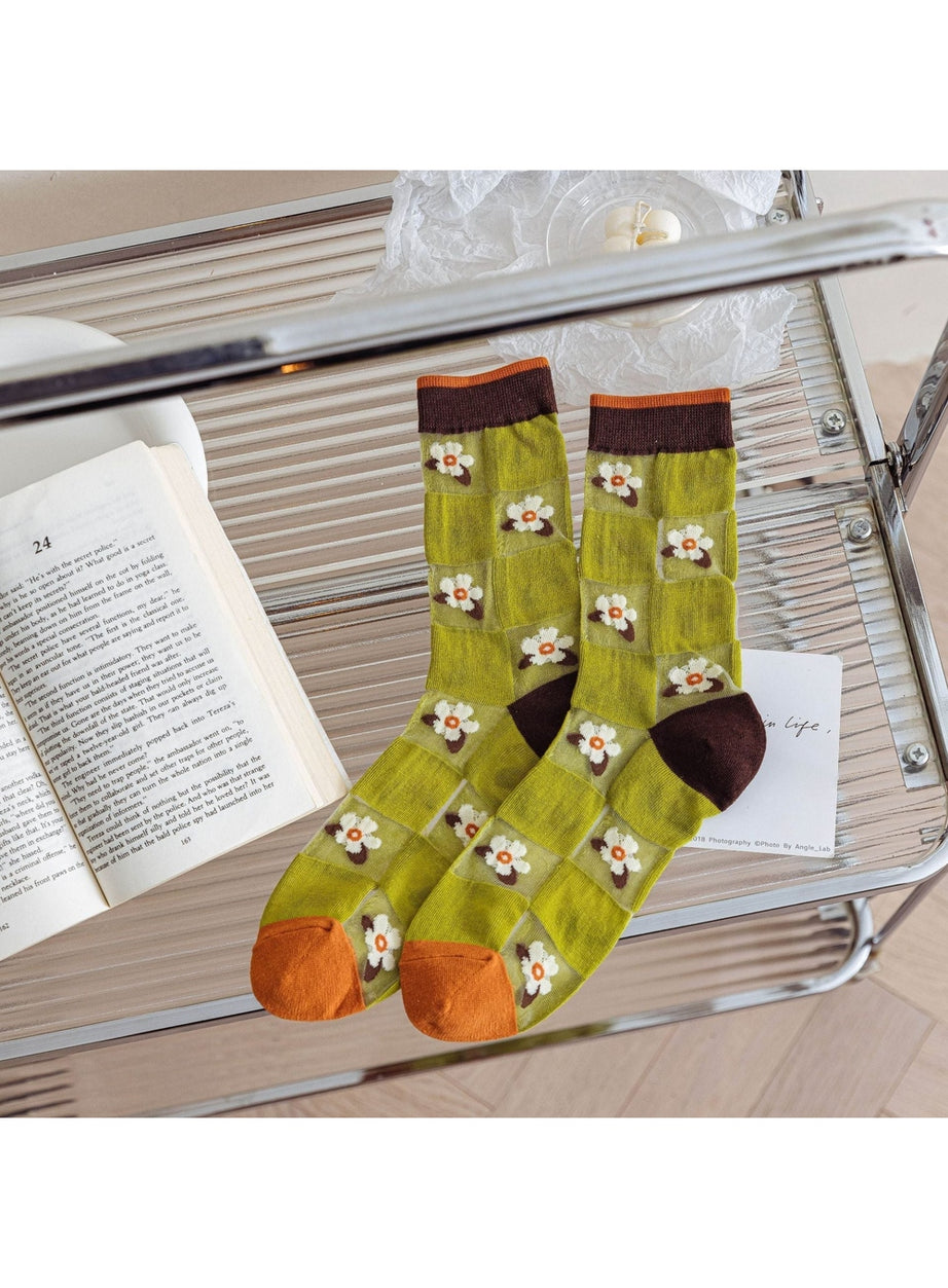 Y2k Retro Flower Transparent Socks