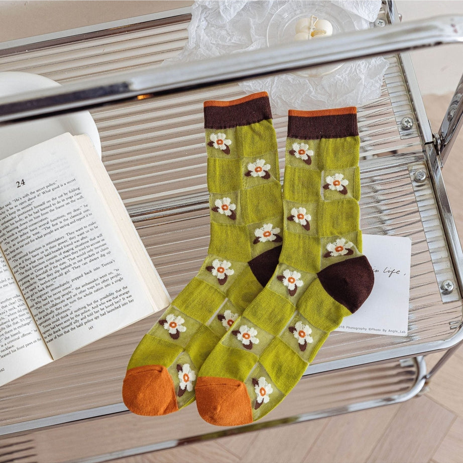 Y2k Retro Flower Transparent Socks