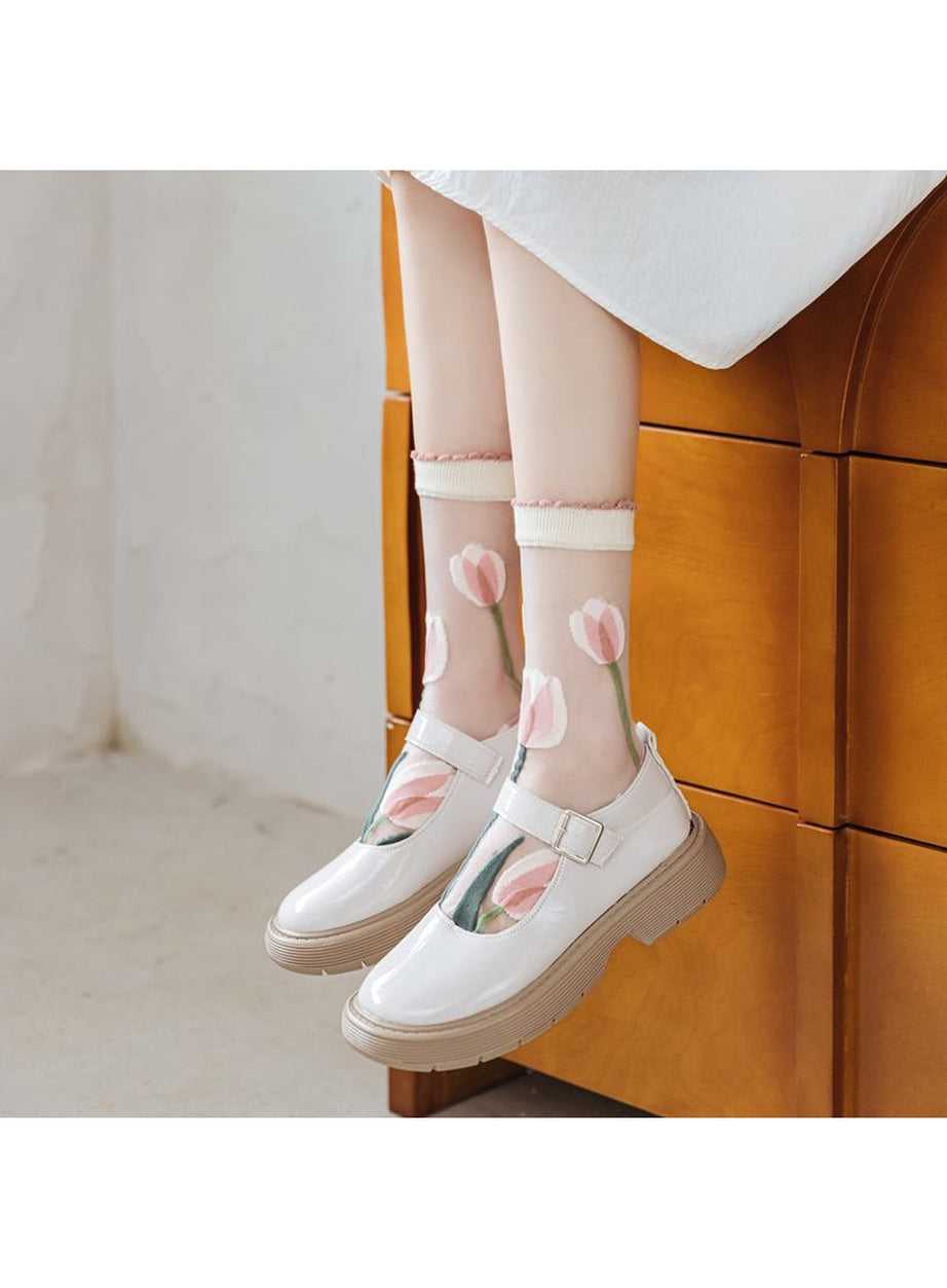 Y2k Retro Flower Transparent Socks
