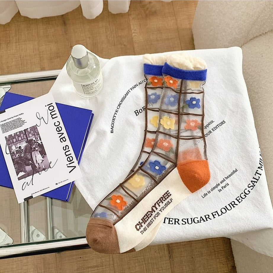 Y2k Retro Flower Transparent Socks