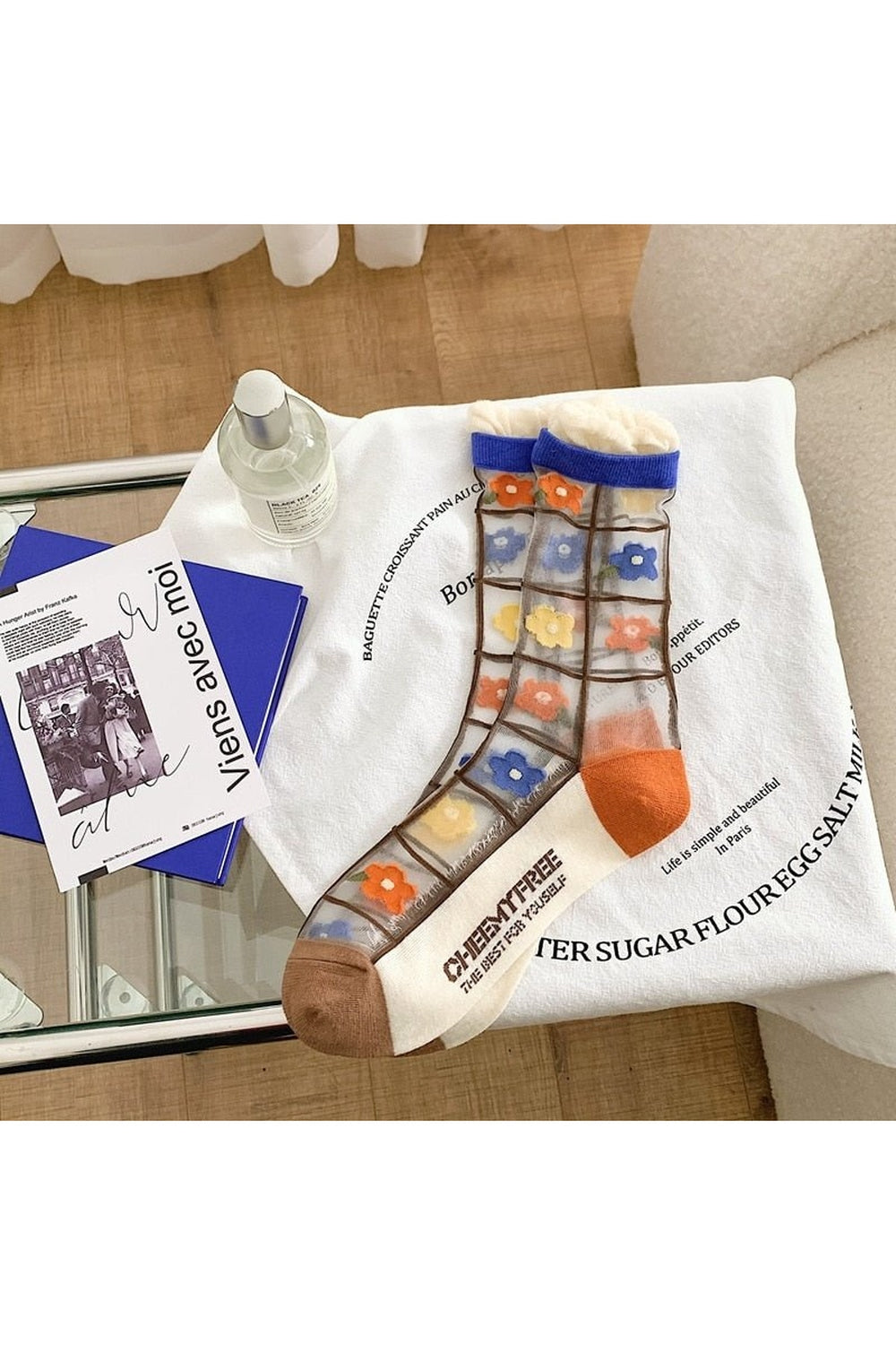 Y2k Retro Flower Transparent Socks