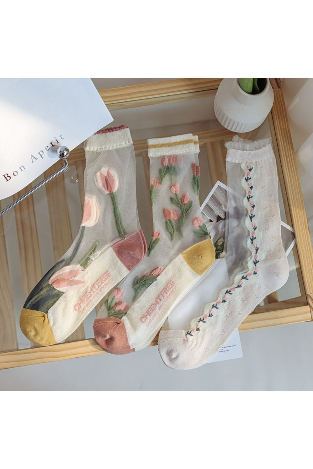 Y2k Retro Flower Transparent Socks