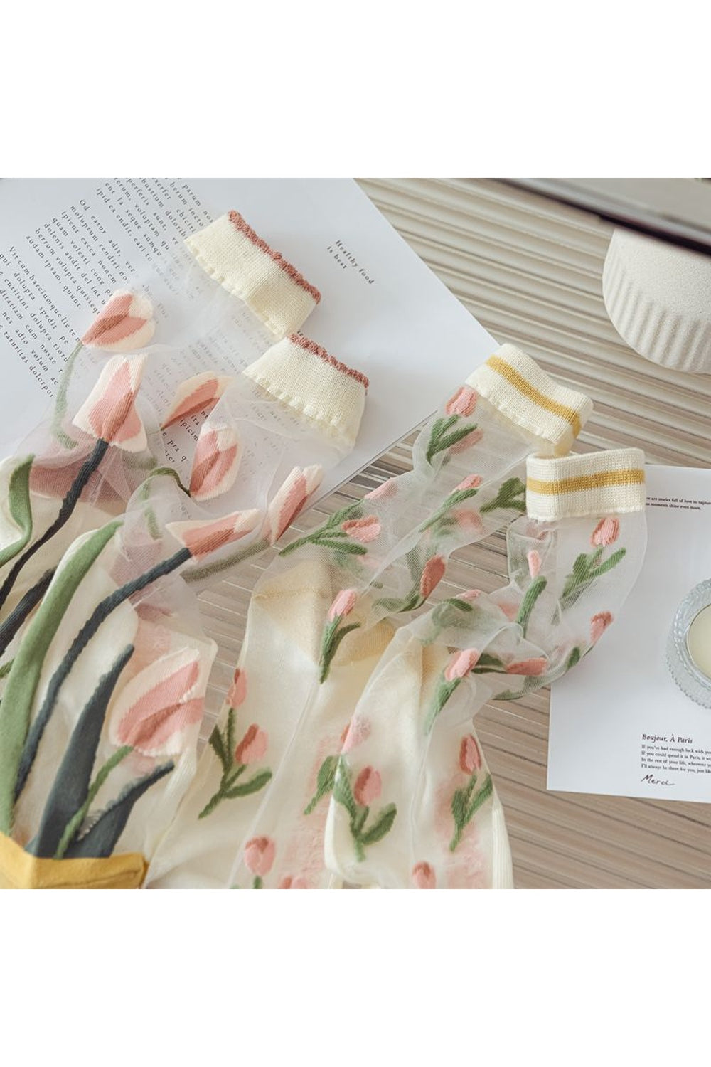 Y2k Retro Flower Transparent Socks