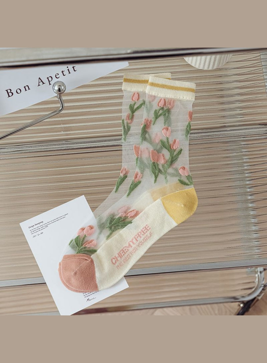 Y2k Retro Flower Transparent Socks