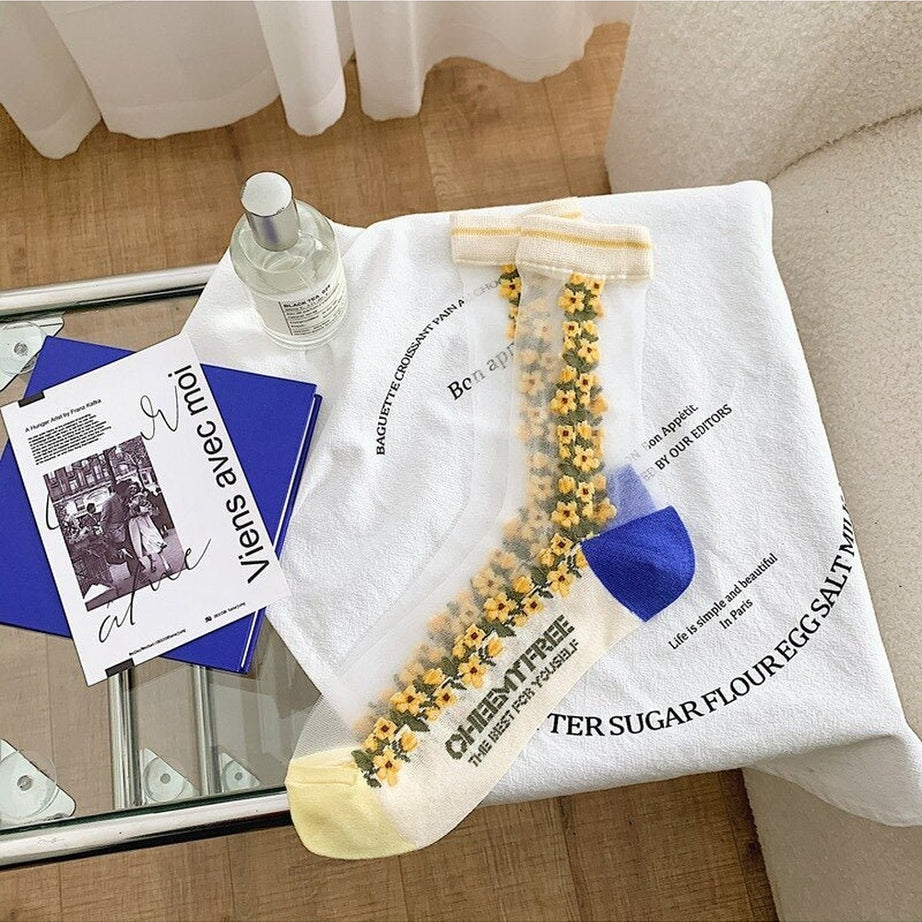 Y2k Retro Flower Transparent Socks