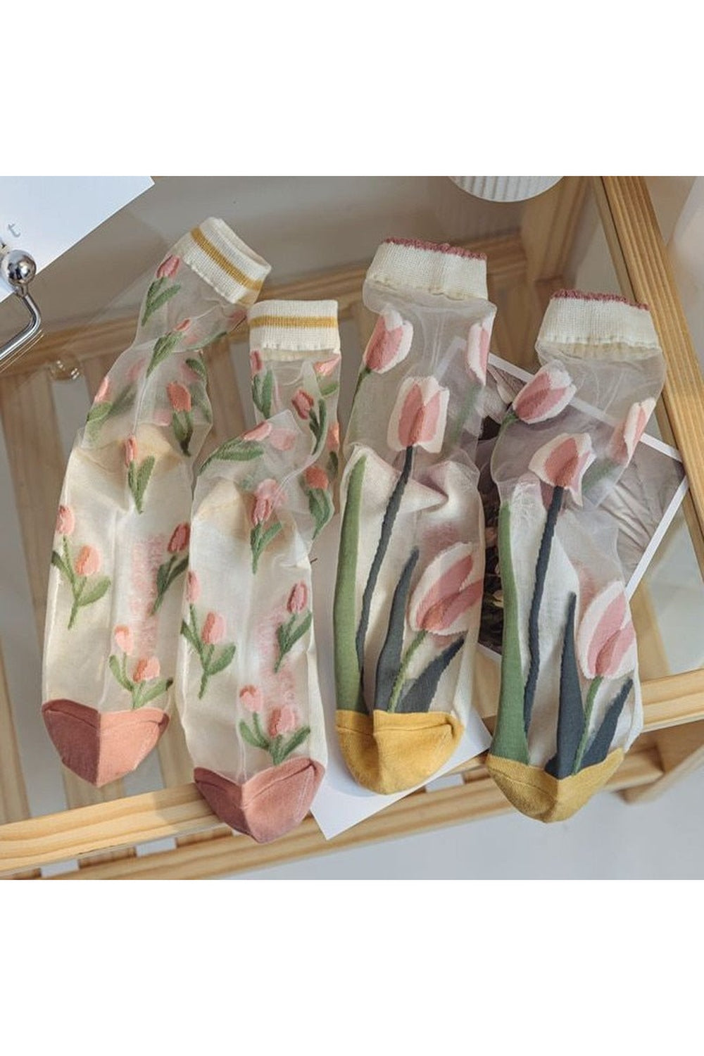 Y2k Retro Flower Transparent Socks
