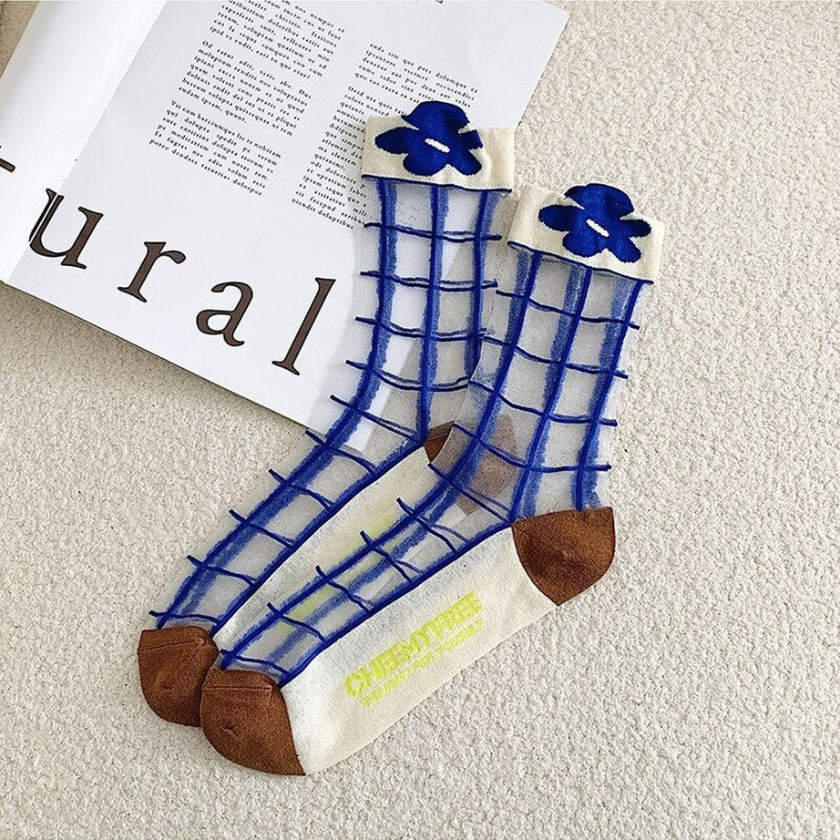 Y2k Retro Flower Transparent Socks