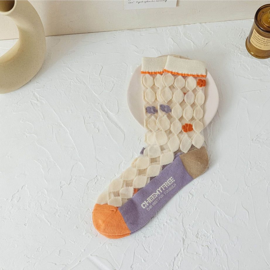 Y2k Retro Flower Transparent Socks