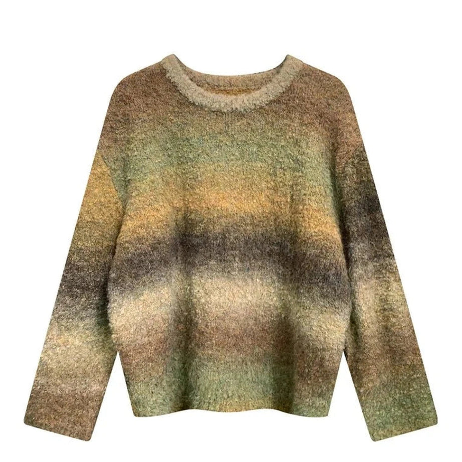 Y2k Retro Gradient Knit Sweater