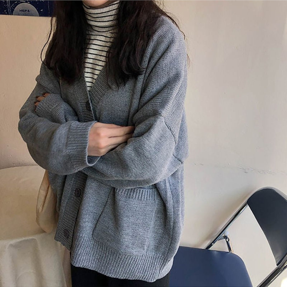 Y2k Retro Grey Casual Sweater