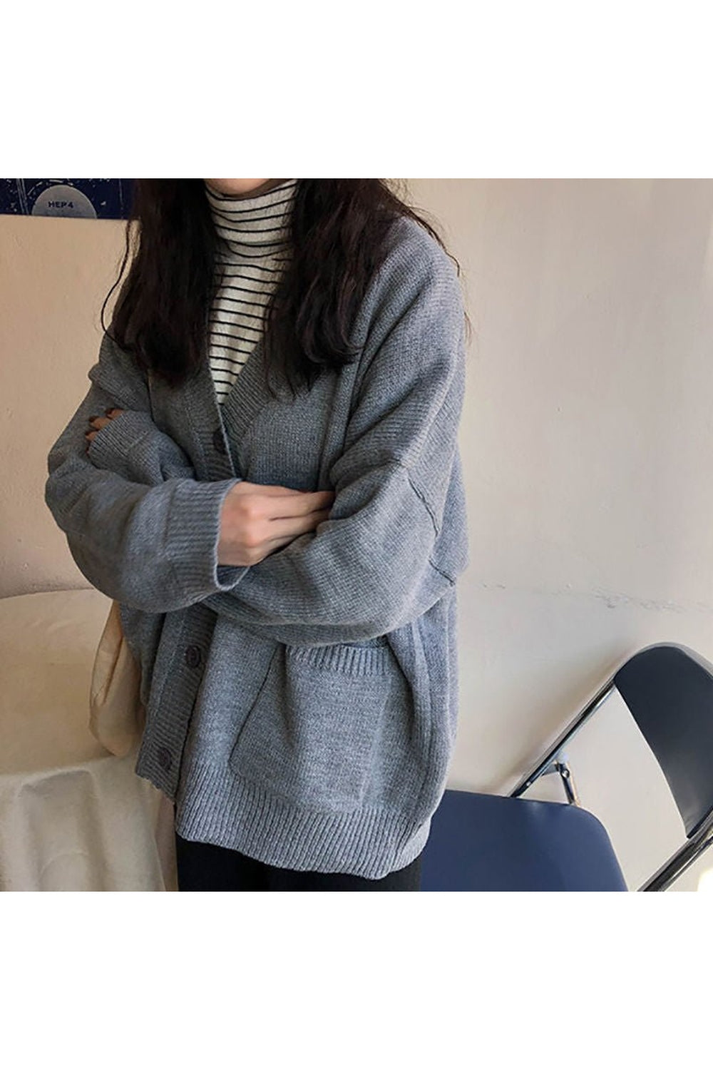 Y2k Retro Grey Casual Sweater