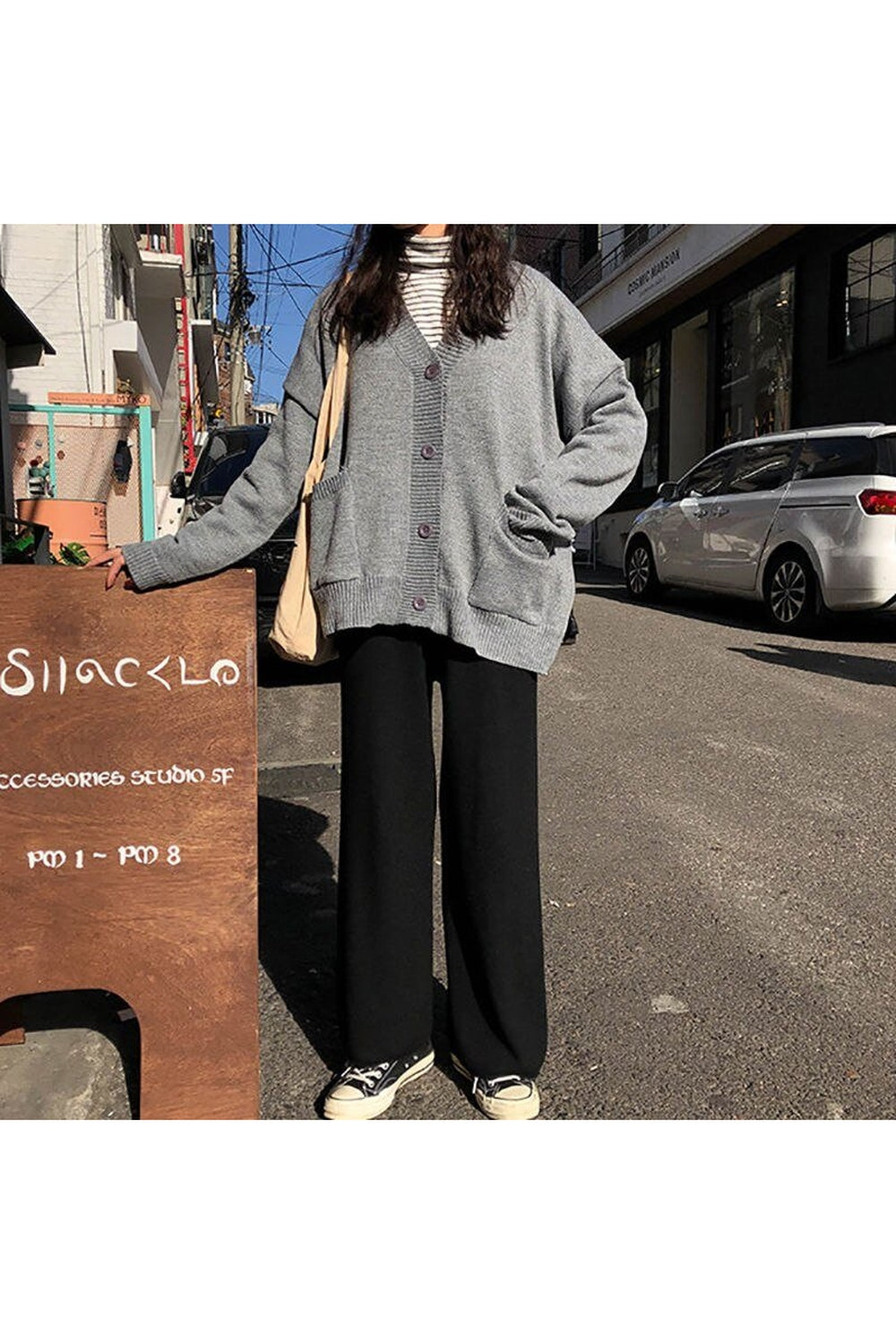 Y2k Retro Grey Casual Sweater