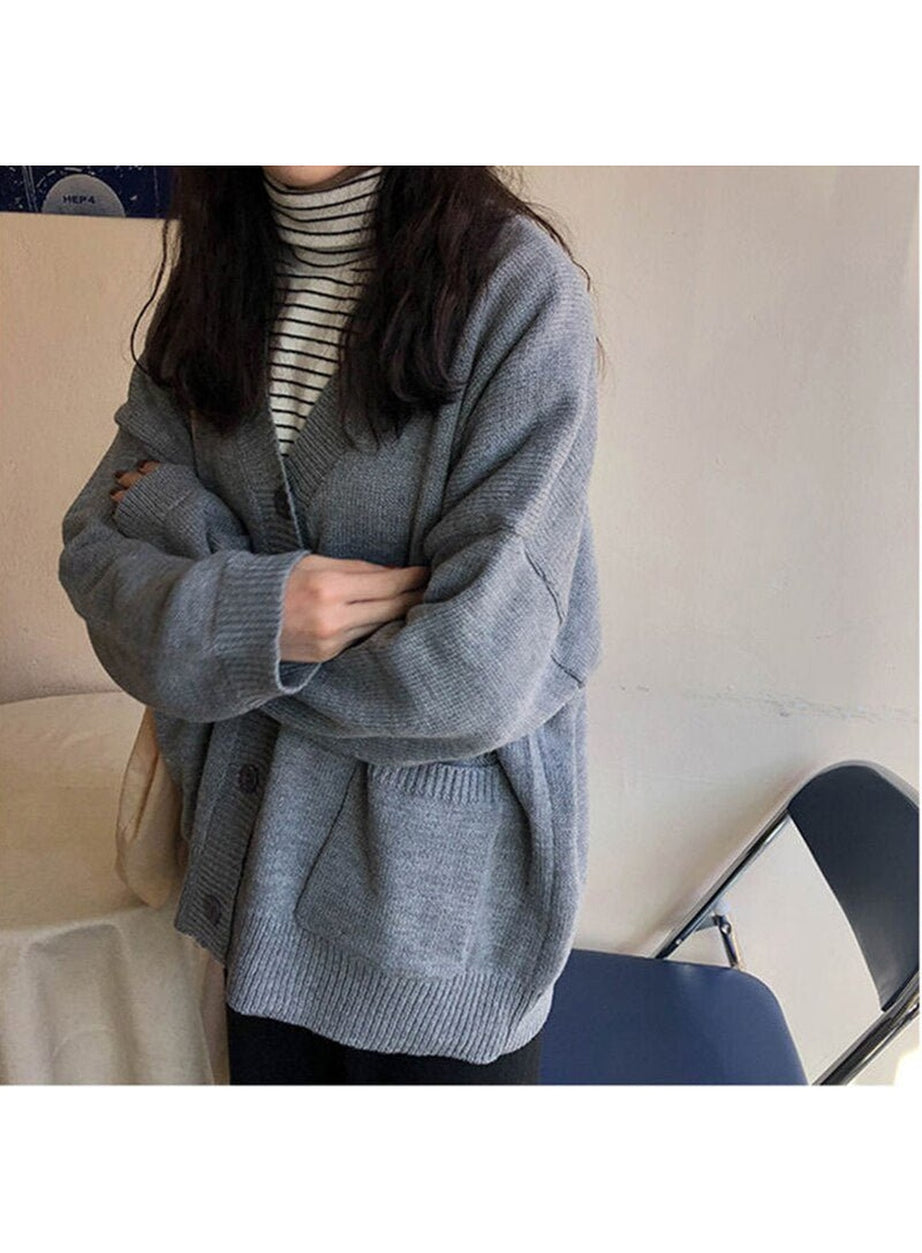 Y2k Retro Grey Casual Sweater