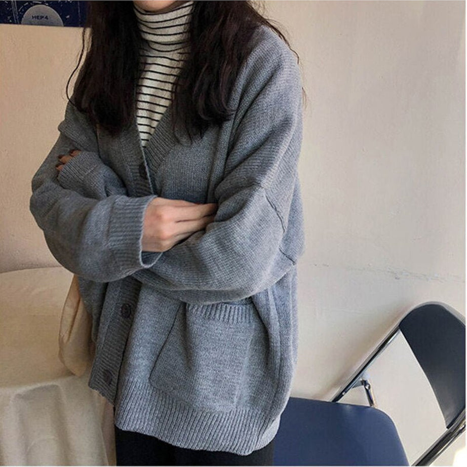 Y2k Retro Grey Casual Sweater