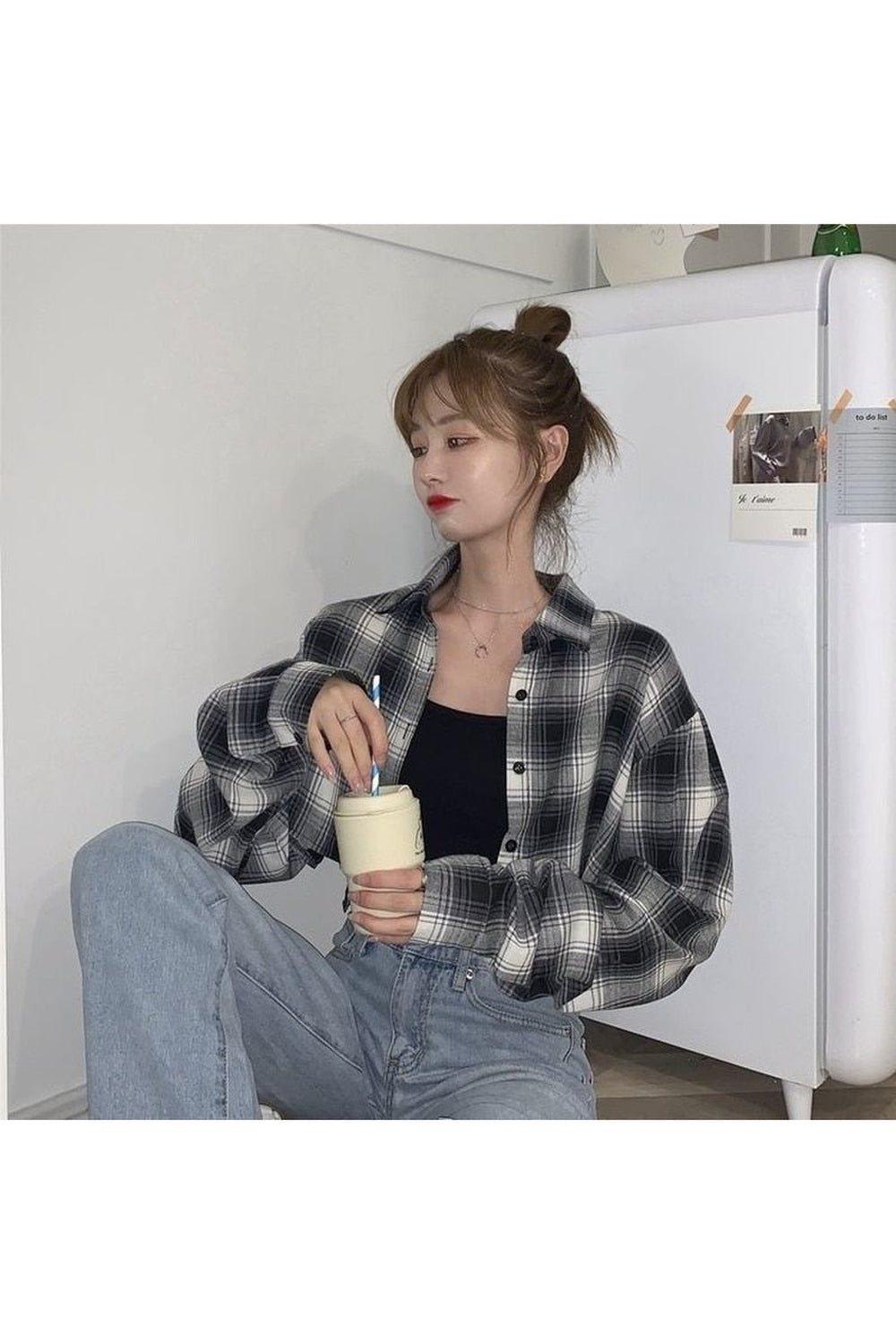 Y2k Retro Grunge Plaid Shirt