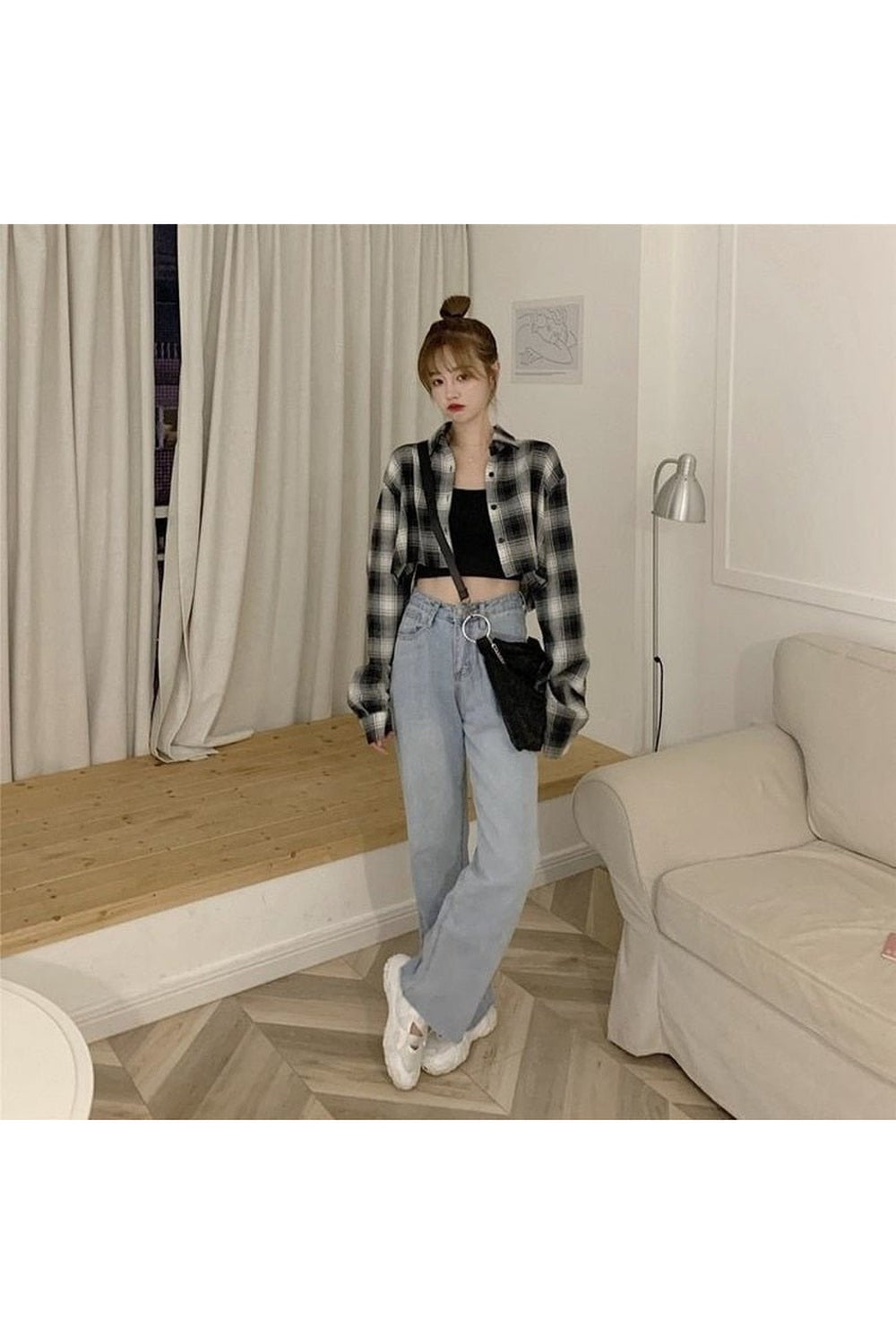 Y2k Retro Grunge Plaid Shirt