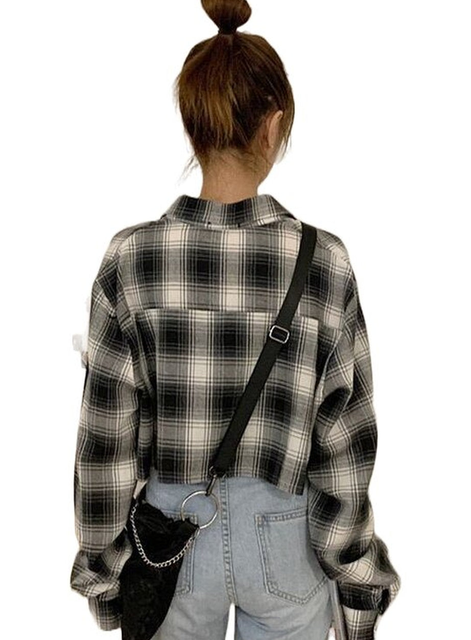 Y2k Retro Grunge Plaid Shirt