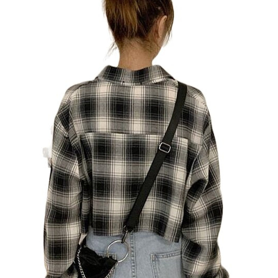 Y2k Retro Grunge Plaid Shirt