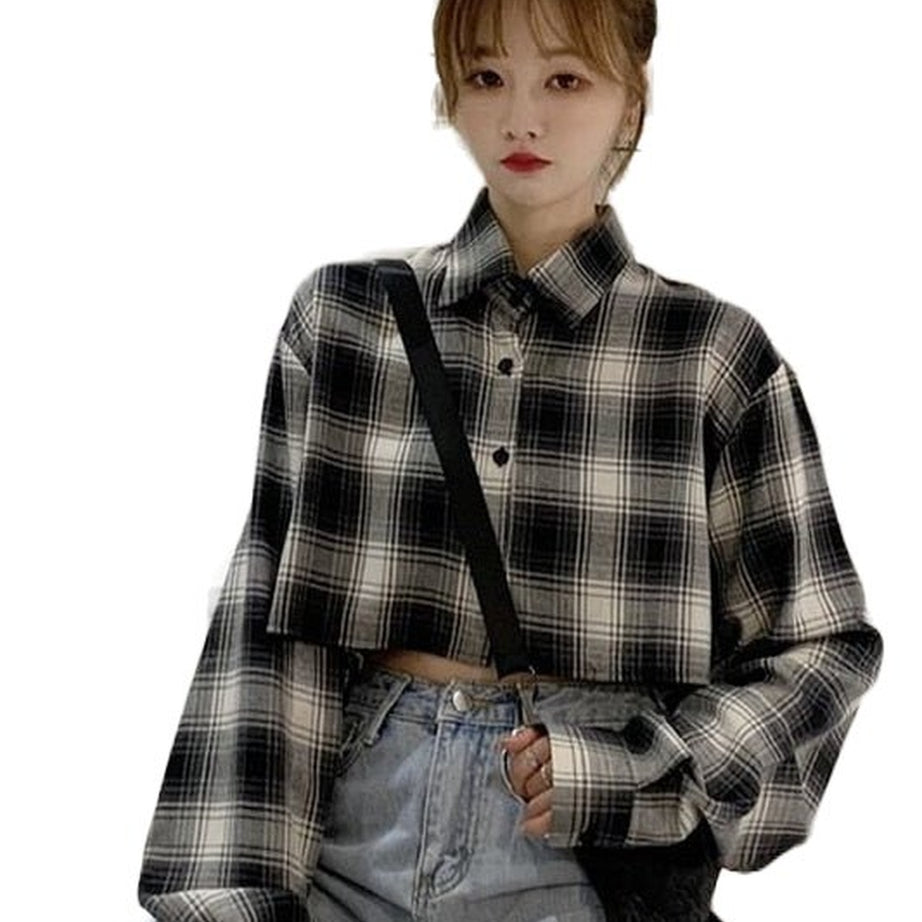 Y2k Retro Grunge Plaid Shirt