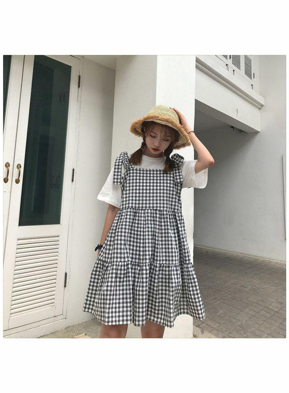 Y2k Retro Kawaii Sleeveless Elegant Plaid Dress
