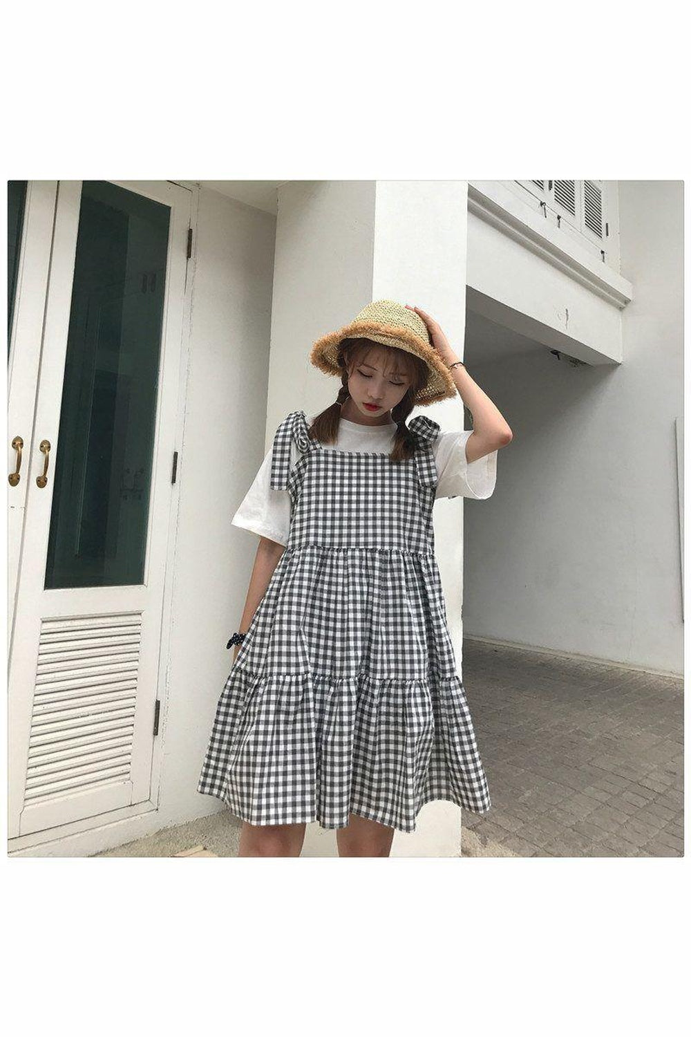 Y2k Retro Kawaii Sleeveless Elegant Plaid Dress