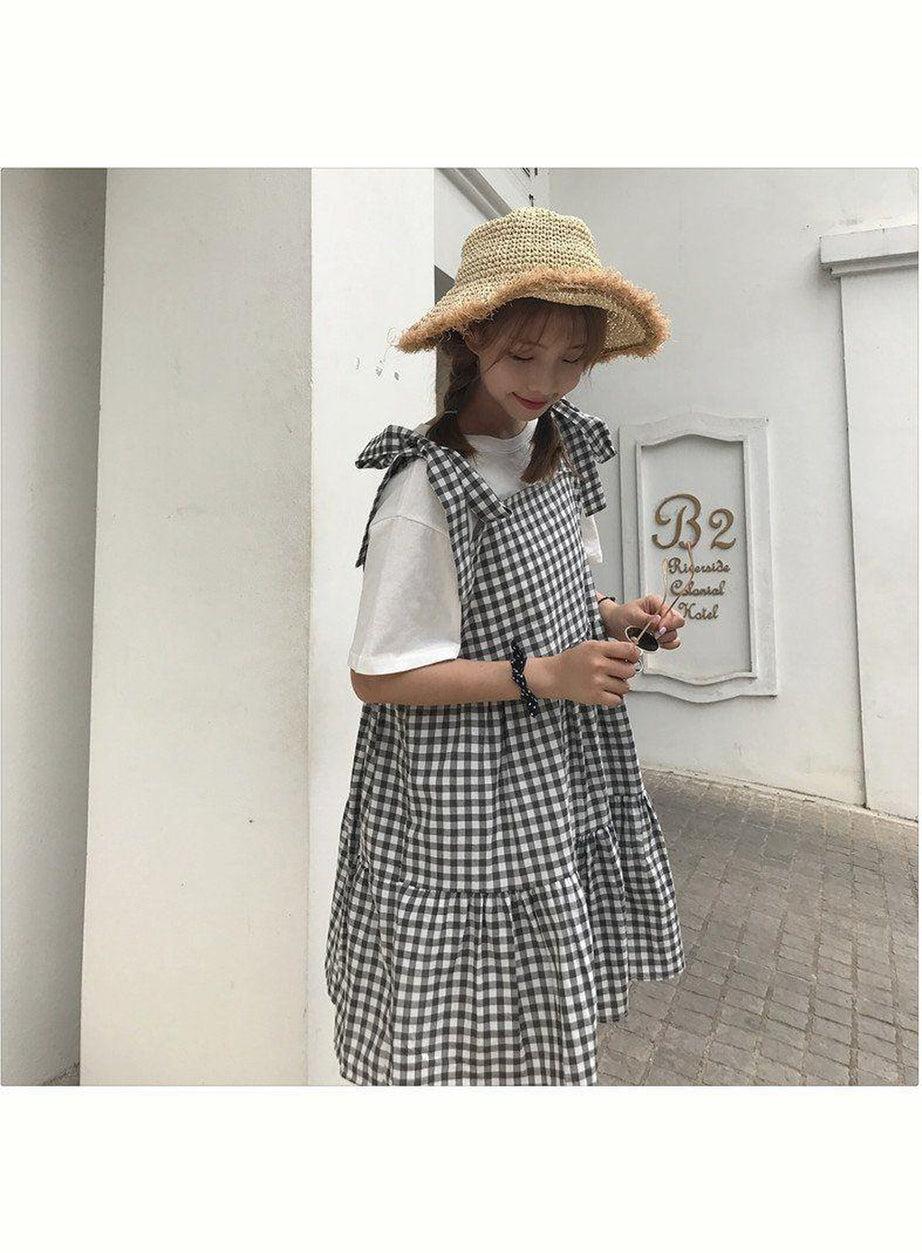Y2k Retro Kawaii Sleeveless Elegant Plaid Dress