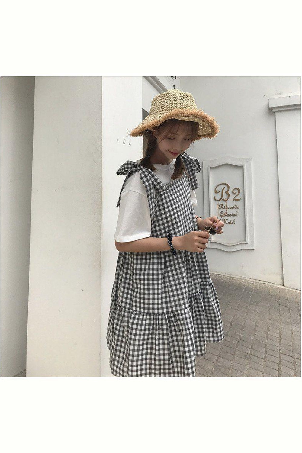 Y2k Retro Kawaii Sleeveless Elegant Plaid Dress