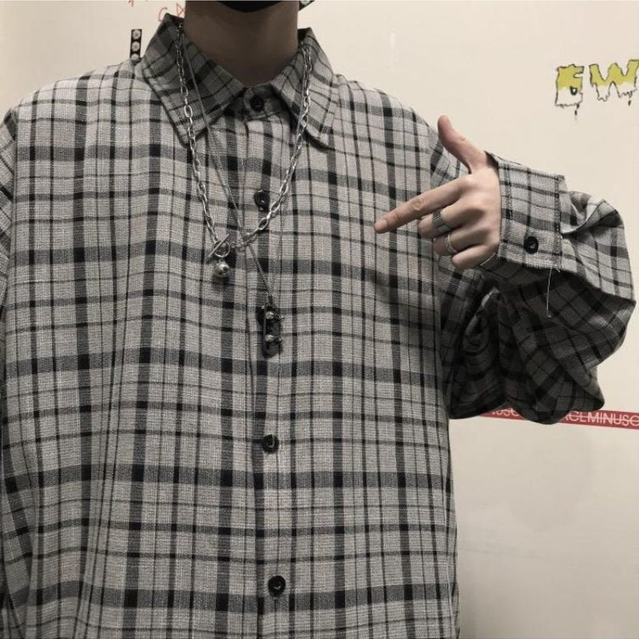 Y2k Retro Plaid Grunge Shirt