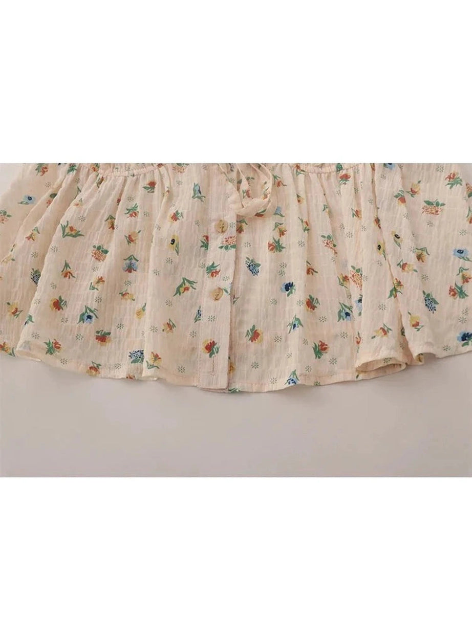 Y2k Retro Print Chiffon Blouse