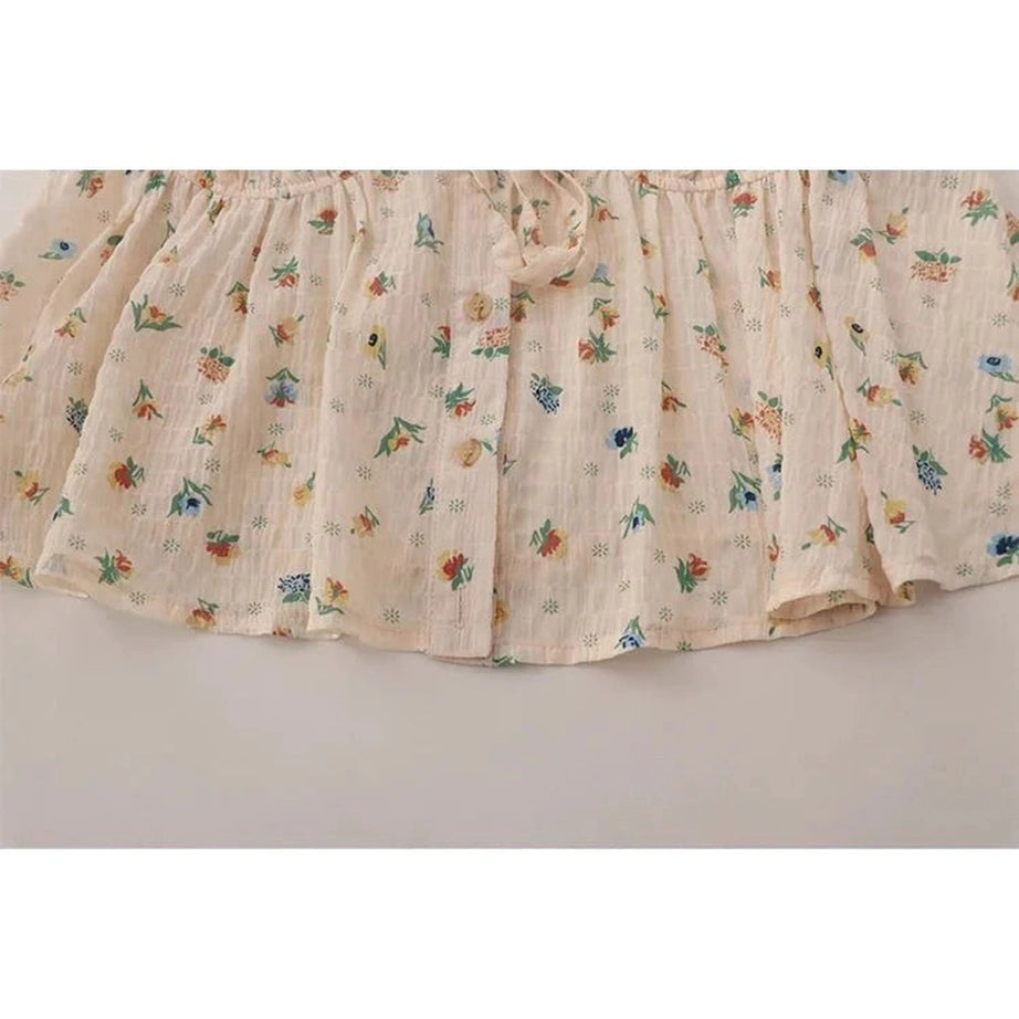 Y2k Retro Print Chiffon Blouse