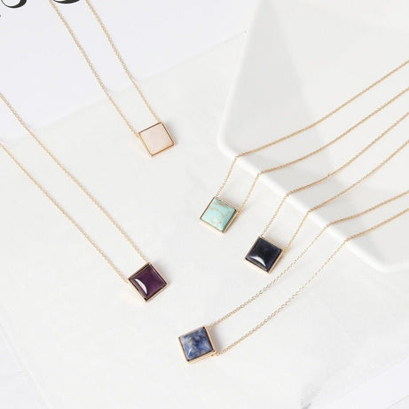 Retro Square pendant necklace - Necklaces