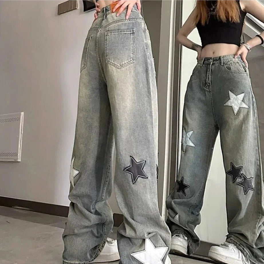 Y2k Acubi Star High Waist Jeans