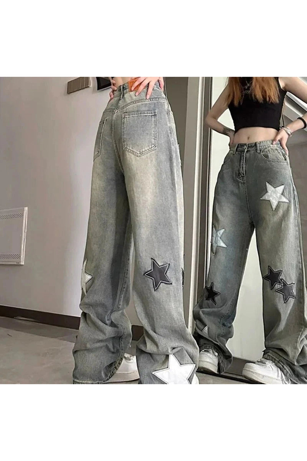 Y2k Acubi Star High Waist Jeans
