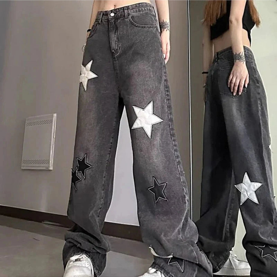 Y2k Acubi Star High Waist Jeans