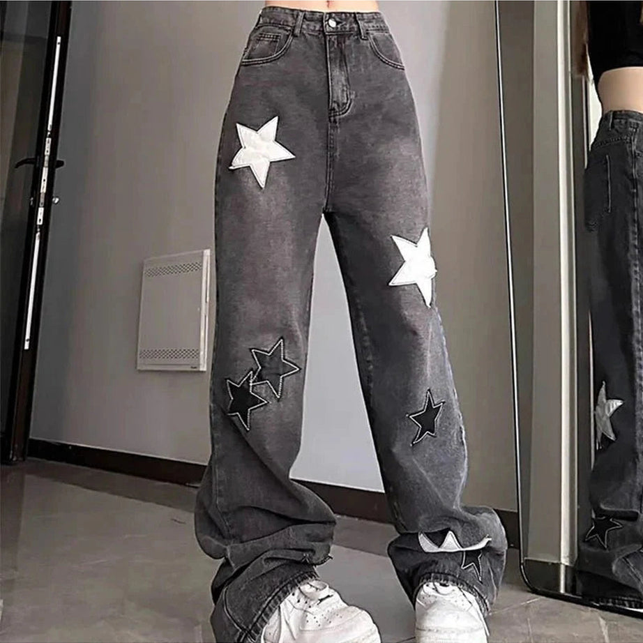 Y2k Acubi Star High Waist Jeans