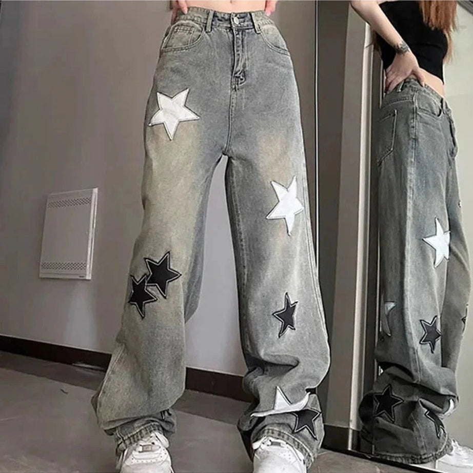 Y2k Acubi Star High Waist Jeans
