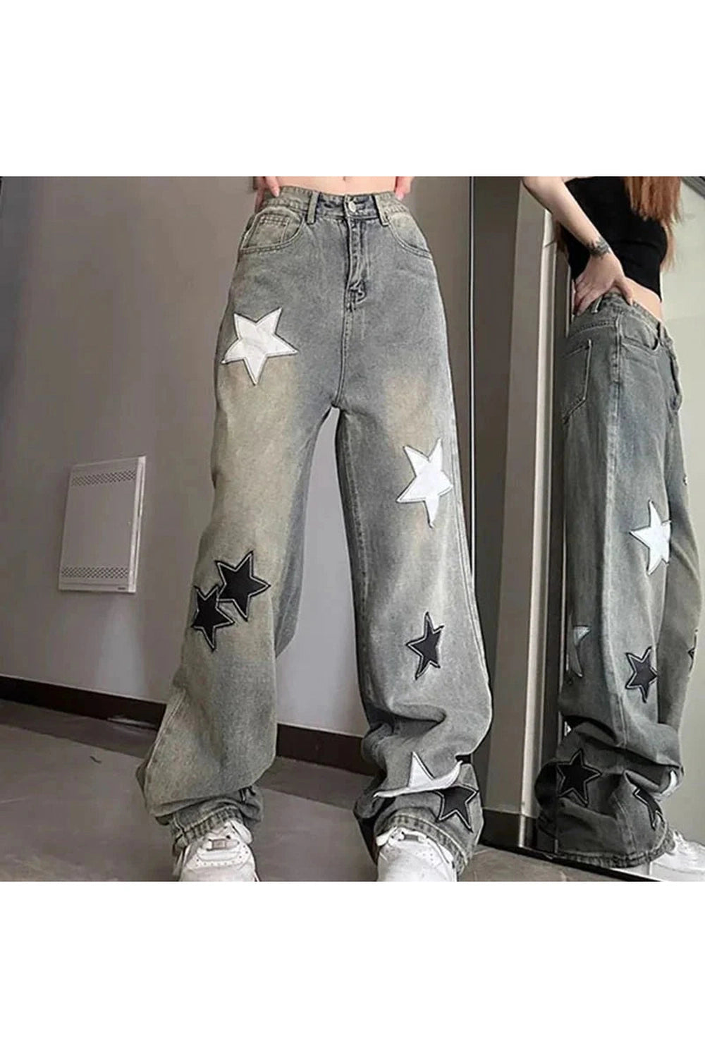 Y2k Acubi Star High Waist Jeans
