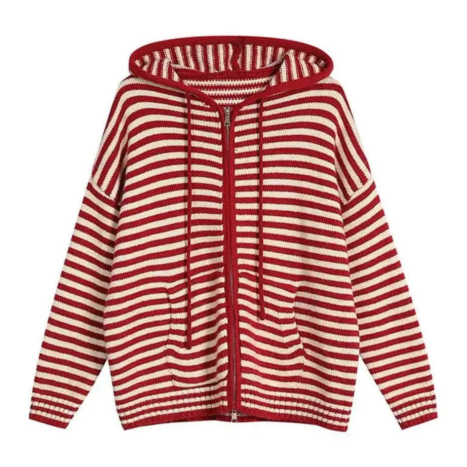 Y2k Retro Striped Knit Hoodie