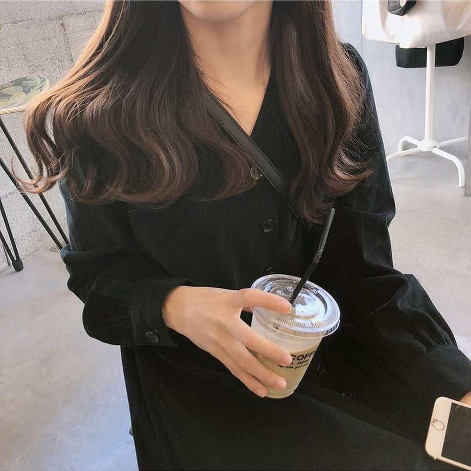 Y2k Minimalist Black Casual Dress