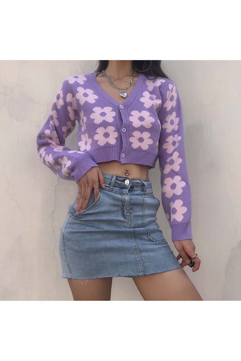 Y2k Retro Vintage Flower Cardigan